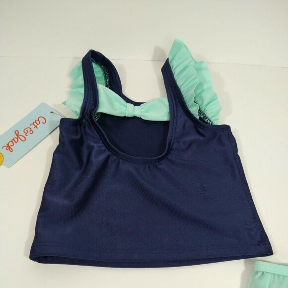 Cat & Jack 2 pc Tankini Swimsuit Dolphin Graphic Girls Size 18 Month Blue NEW - Picture 7 of 9